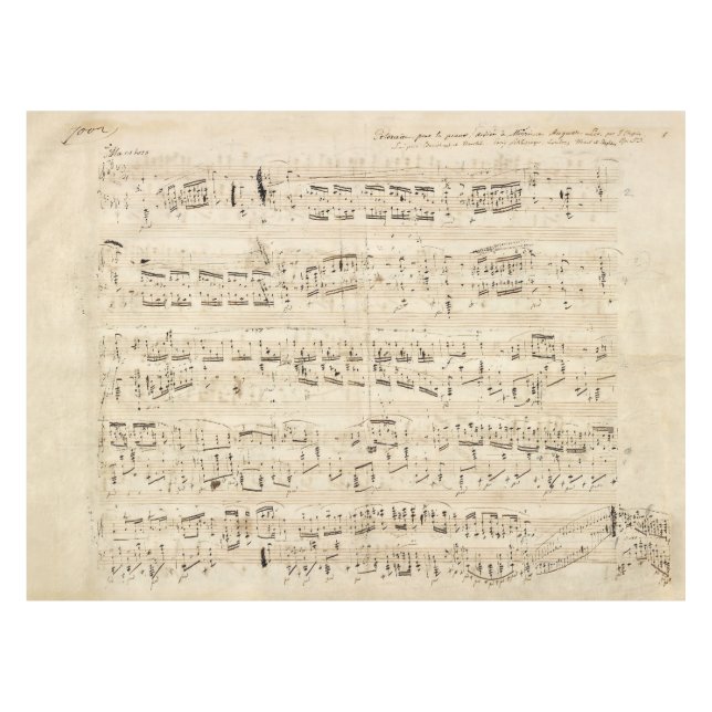 Antiquitätenblatt Musik Chopin Manuskript Tischdecke (Vorderseite (Horizontal))