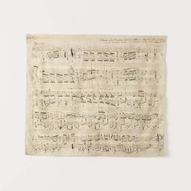 Antiquitätenblatt Musik Chopin Manuskript Wandteppich (Vorderseite (Horizontal))