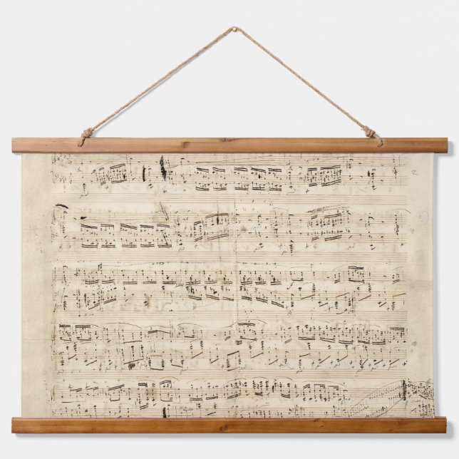 Antiquitätenblatt Musik Chopin Manuskript Wandteppich Mit Holzrahmen (Vorne)