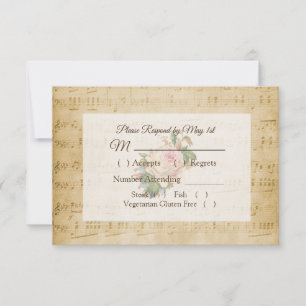 Antiquitätenblatt Musik Rosa Rose Wedding RSVP Kar