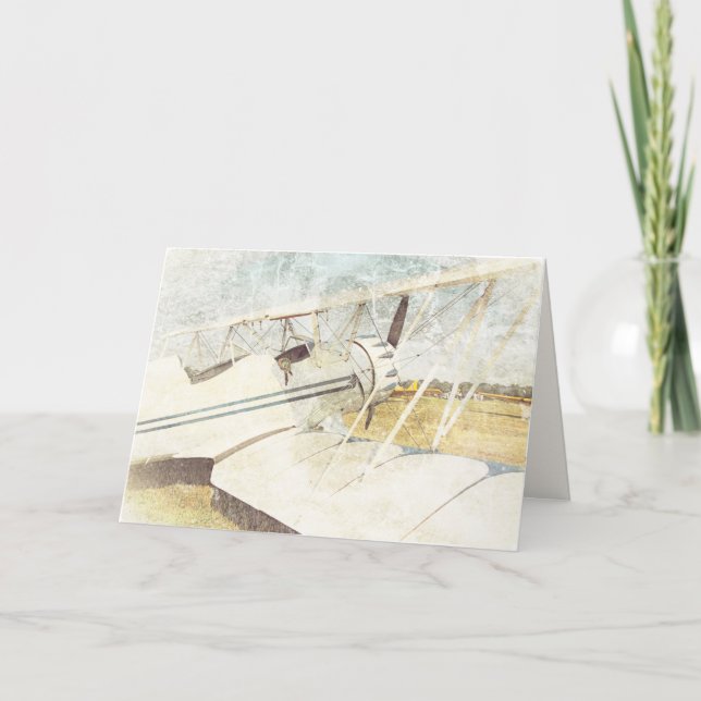 Antiquitätenblau und weißes Biplane Karte (Vorderseite)