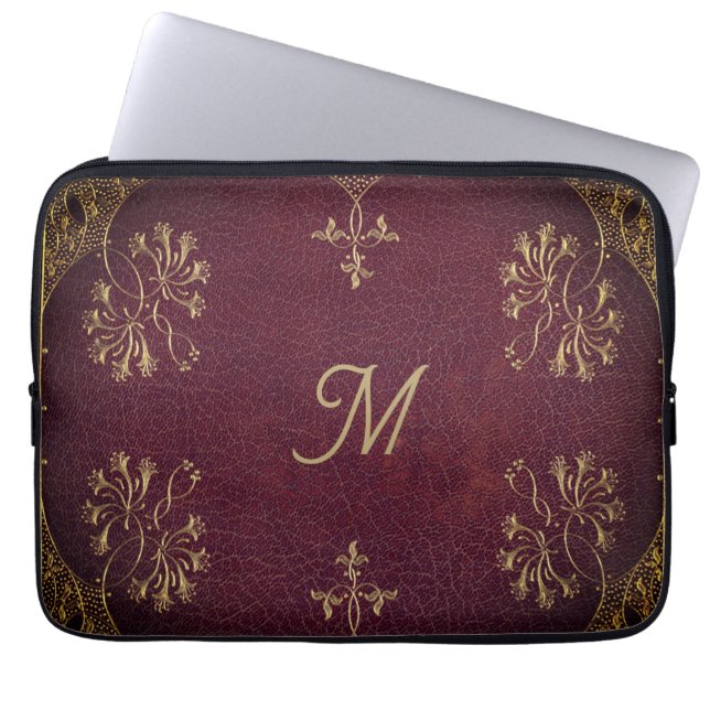 Antiquitätenbuchbindung - Lederlook Laptopschutzhülle (Vorderseite)