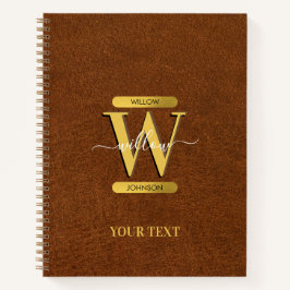 Antiquitätenbüro für Imitate Leather & Gold Monogr Notizbuch