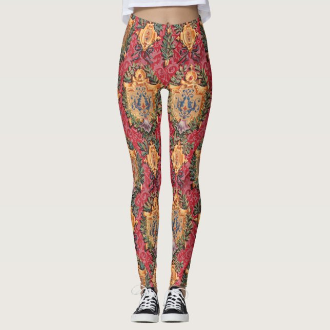 Antiquitätendekoration französisches Blumenmuster Leggings (Vorderseite)