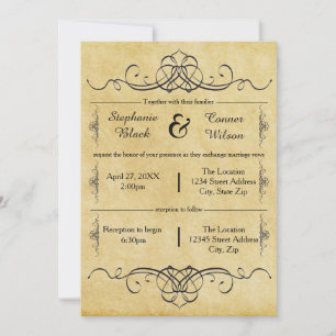 Antiquitätendesign erarbeiten - Hochzeit/Empfang e Einladung