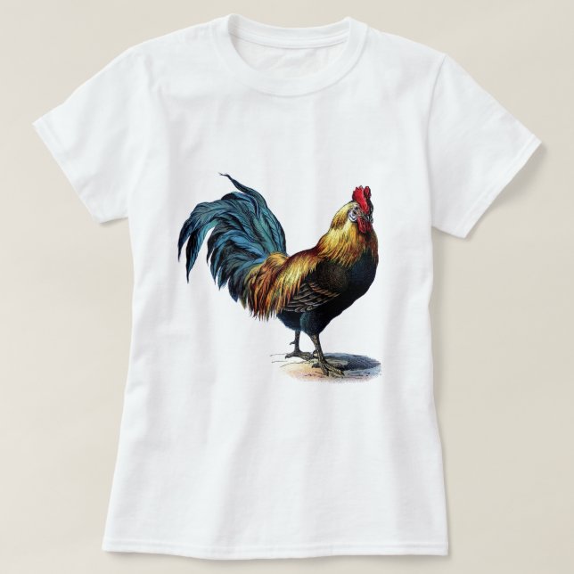 Antiquitätendruckerei Vintag Rooster Cockerel T-Shirt (Design vorne)