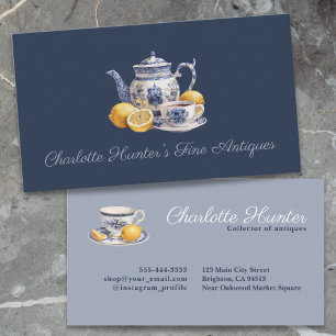 Antiquitätengeschäft Chinoiserie Blau Teekessel Zi Visitenkarte