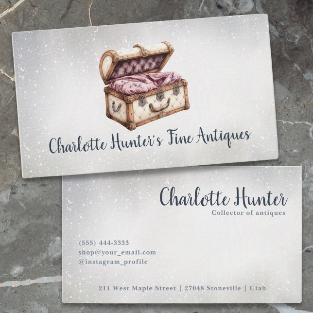 Antiquitätengeschäft, eleganter Vintager Polster,  Visitenkarte (Von Creator hochgeladen)