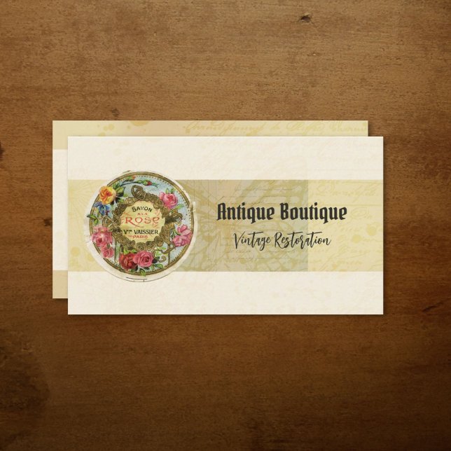 Antiquitätengeschäft Vintag Pariser Parfüm Visitenkarte (Antique Shop Vintage Parisian Perfume Label Business Cards)