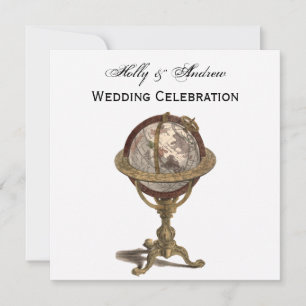 Antiquitätenglobe, White BG SQ Hochzeit Einladung