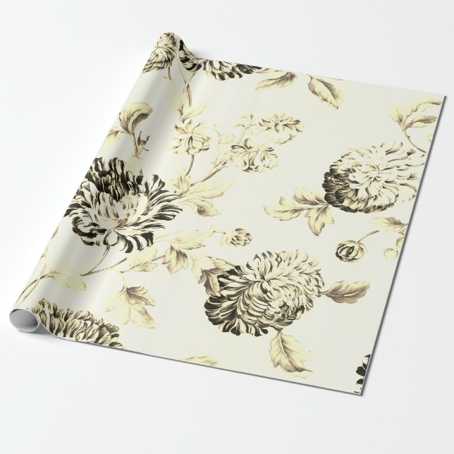 Antiquitätengold Vintager Botanischer Blumenstrauß Geschenkpapier (Ungerollt)
