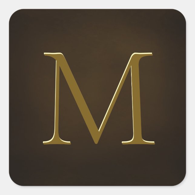 Antiquitätengoldverkleidetes Monogramm-Personalisi Quadratischer Aufkleber (Vorderseite)