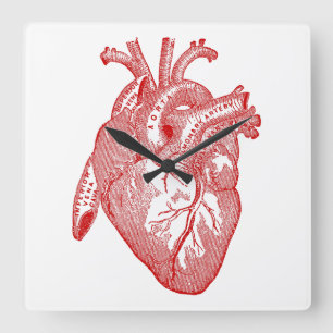 Antiquitätenherz Quadratische Wanduhr