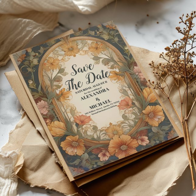 Antiquitätenhochzeit im Blumenstil Save The Date (Von Creator hochgeladen)