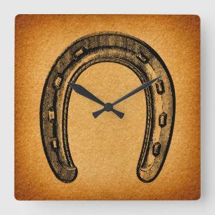 Antiquitätenhorseshoe Vintager Western Pferdeschu Quadratische Wanduhr