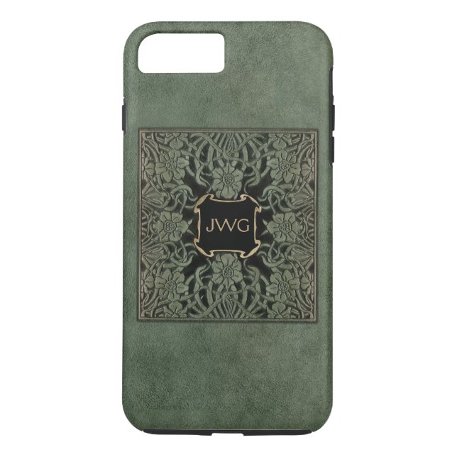 Antiquitätenkachel aus rotem Leder Monogramm Bucha Case-Mate iPhone Hülle (Rückseite)