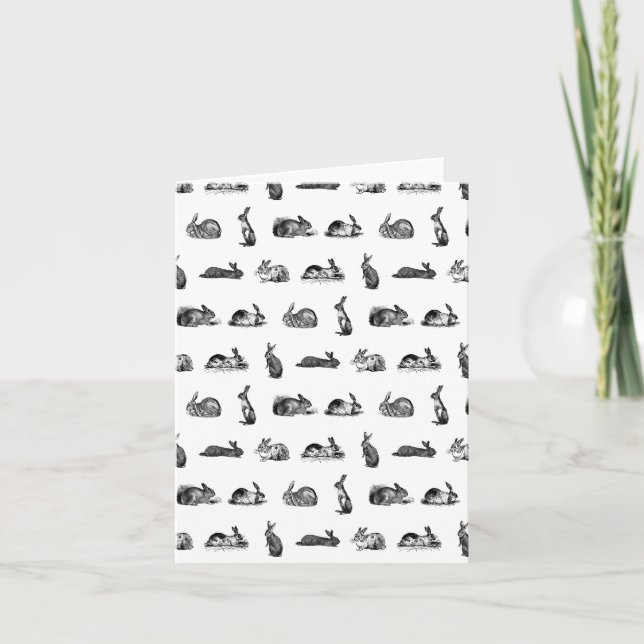Antiquitätenkaninchen Vintage Kunst - KUSTOM FARBE Karte (Vorderseite)