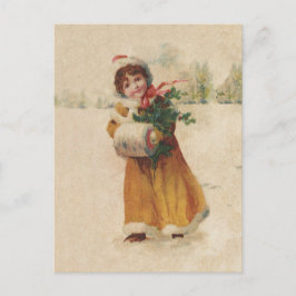 Antiquitätenmädchen Winterkind Feiertagspostkarte