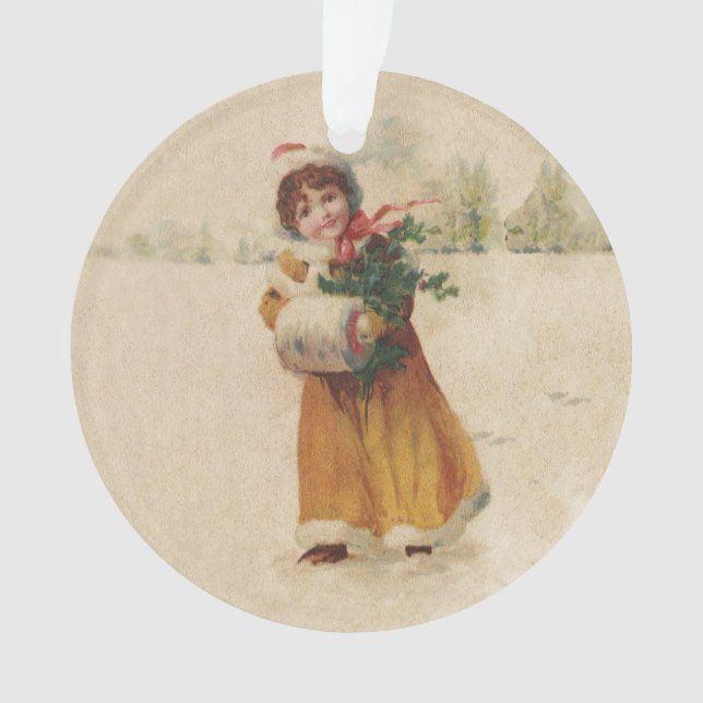 Antiquitätenmädchen Winterkind Ornament (Vorderseite)