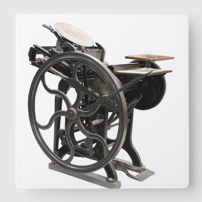 Antiquitätenmaschine aus dem Jahre 1888 Quadratische Wanduhr (Vorderseite)