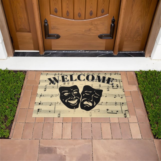 Antiquitätenmusik und Theatermasken Willkommen Fußmatte (Außenbereich)