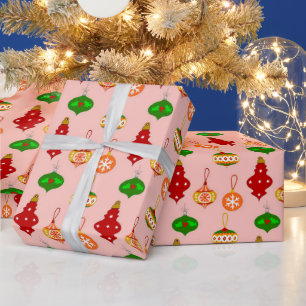 Antiquitätenmuster in Rot, Grün und Rosa Geschenkpapier
