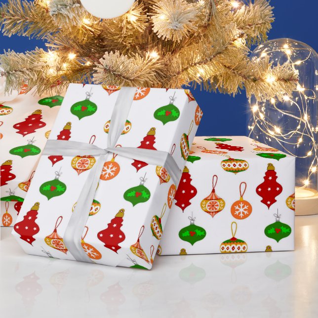 Antiquitätenmuster in Rot, Grün und Weiß Geschenkpapier (Feiertage)