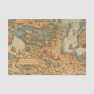 Antiquitätenpapier der alten Weltkarte Seidenpapier