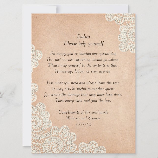 Antiquitätenpapier und Hochzeitszettel (Vorderseite)