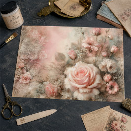 Antiquitätenpastellfarben Rosa Bouquet Decoupage Seidenpapier