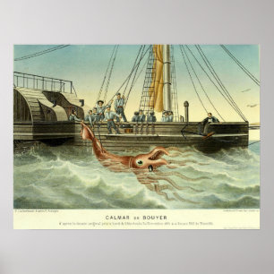 Antiquitätenschiff Capturing RiesenTintenfisch Poster