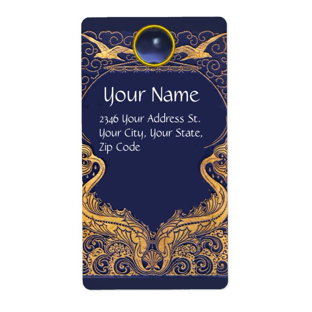 Antiquitätenschiff, Delphine, Gold, Navy Blue Mono (Vorne)