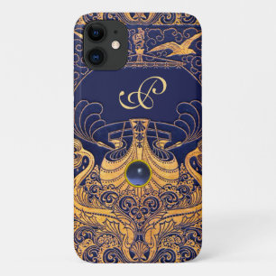 Antiquitätenschiff, Delphine, Gold, Navy Blue Mono Case-Mate iPhone Hülle