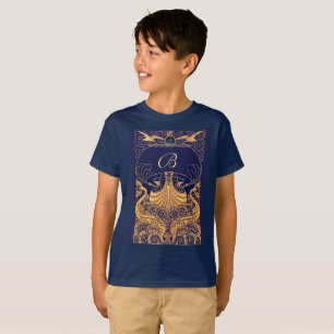 Antiquitätenschiff, Delphine, Gold, Navy Blue Mono T-Shirt