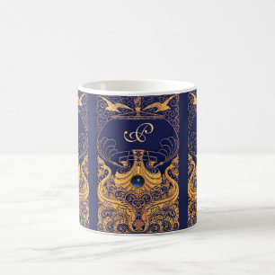 Antiquitätenschiff, Delphine, Gold, Navy Blue Mono Tasse