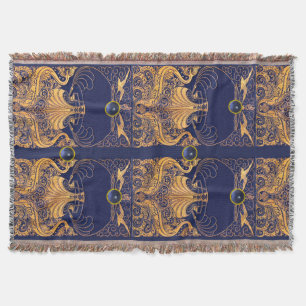 Antiquitätenschiff, Delphine, Gold, Navy Blue Naut Decke