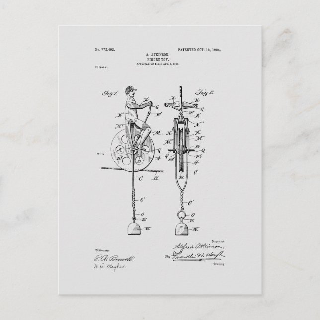 Antiquitätenspielzeug 1904 Zeichnend Patent Postkarte (Vorderseite)