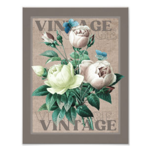 Antiquitätensprache Beige Vintage Rose Kunstdrucke Fotodruck