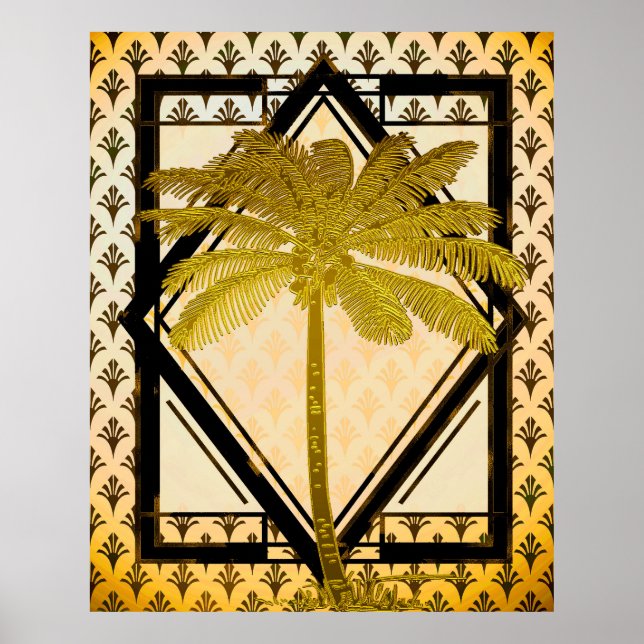 Antiquitätenstil Art Deco Palm Poster (Vorne)