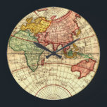Antiquitätenstil der Welt - Globe Karte Vintag Art Große Wanduhr<br><div class="desc">, </div>