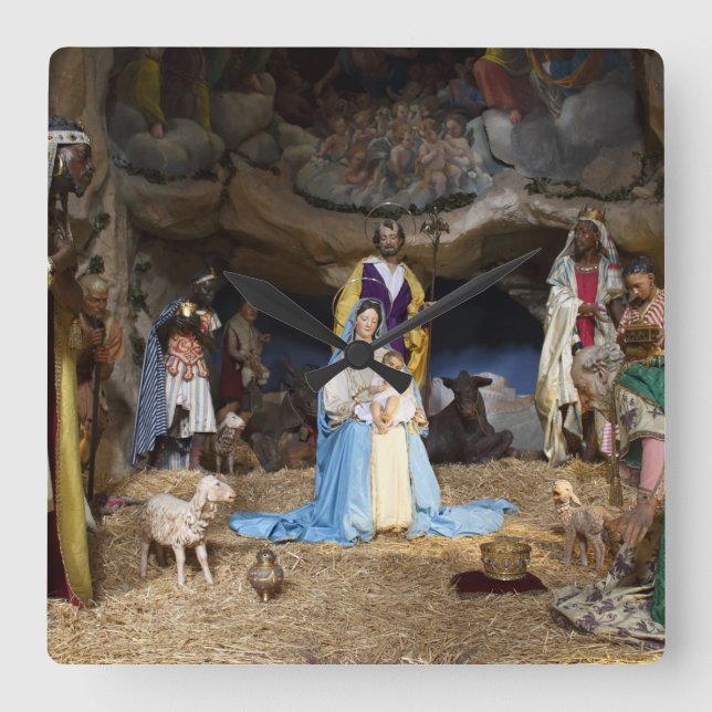 Antiquitätenszene Quadratische Wanduhr (Vorderseite)