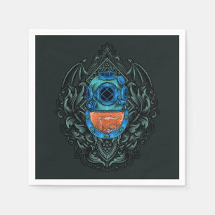 Antiquitätentauchhelm Emblem mit Hai Serviette