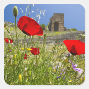 Antiquitätentheater in der Akropolis von Pergamon Quadratischer Aufkleber