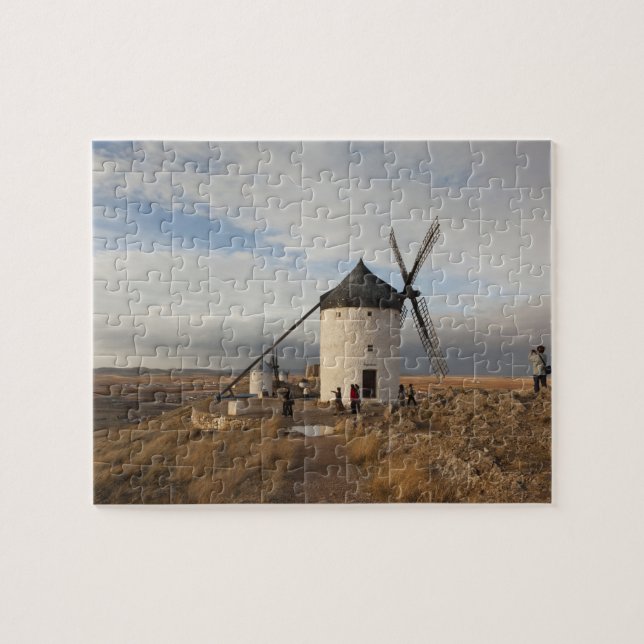 Antiquitätenwindmühlen La Mancha mit Besuchern Puzzle (Horizontal)