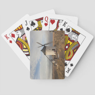 Antiquitätenwindmühlen La Mancha mit Besuchern Spielkarten