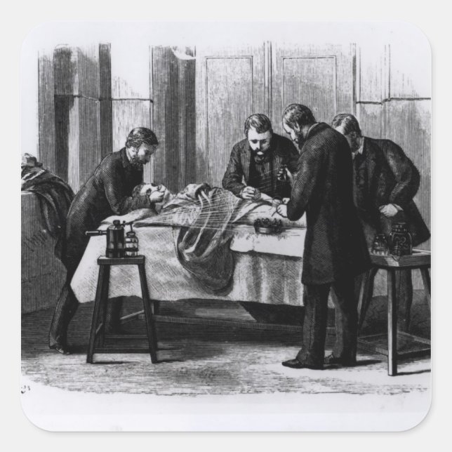 Antiseptische Operation, 1882 Quadratischer Aufkleber (Vorderseite)