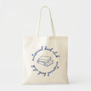 Antisocial Book Club Minimalistisch Blue Script Tragetasche