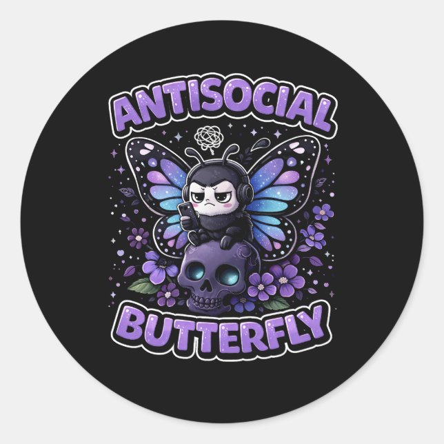 Antisocial Butterfly Runder Aufkleber (Vorderseite)
