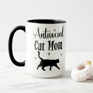 Antisocial Cat Mom Black Cat Stars Funny Sarcastic Tasse
