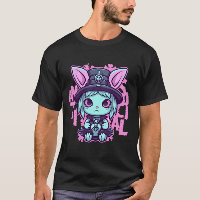Antisocial Kawaii Pastel Goth Cat Gothic Hera T-Shirt (Vorderseite)